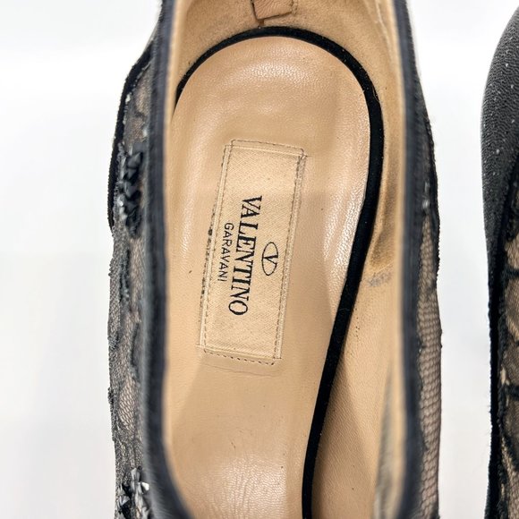 VALENTINO 39 US 9  Lace Crystal Nude Black Booties Stiletto Box and Dust Cover - Picture 8 of 16